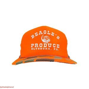Vintage 1980’s Fishnet Beagles Produce duck camo trucker style hat